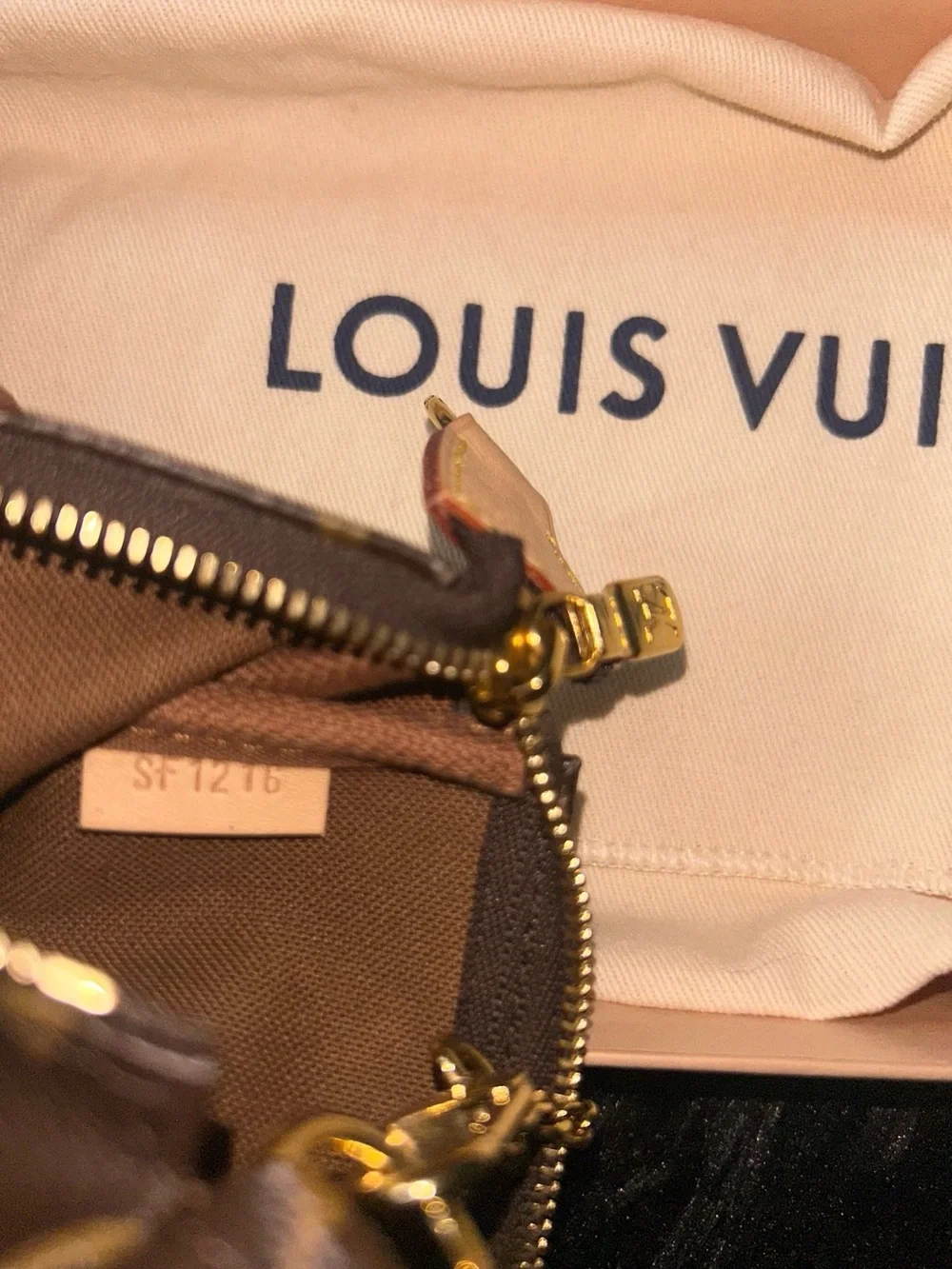 Louis Vuitton Brown Monogram Mini Pochette with Gold Chain